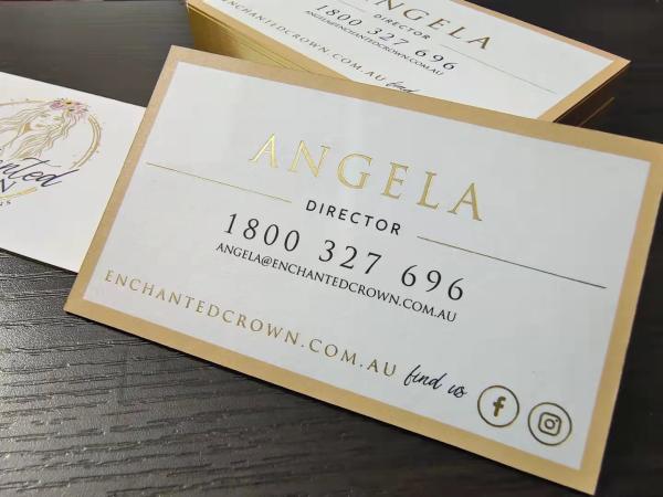 Gold Foil Edge Business Cards On Thick Pure Cotton Paper