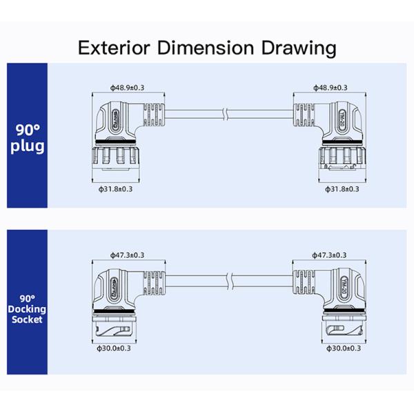 Cnlinko YM 20 3 Pin Overmolded Plastic and Wire Circular IP68 Waterproof Connector