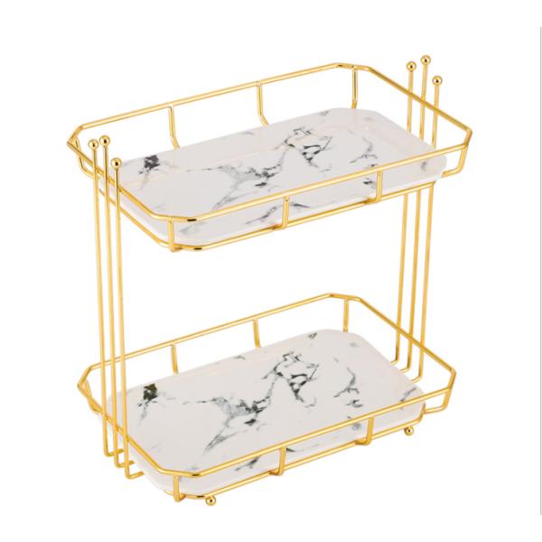 Waterproof Metal H30CM 2 Tier Bathroom Counter Shelf