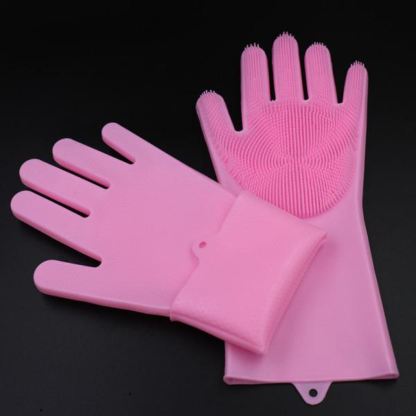 Reusable Oilproof Silicone Washing Gloves For Dishes Harmless