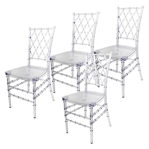 Clear Dining Chairs Crystal Transparent Seat, Modern Dining Chairs, Side Chairs for Wedding Party Event Reception