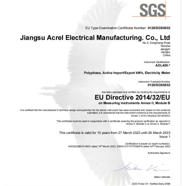 Mètre d'énergie DIN de rail triphasé d'ADL400 MI