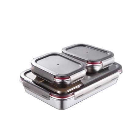SS304 Contenant alimentaire en acier inoxydable 0,45 mm d'épaisseur avec couvercle verrouillable