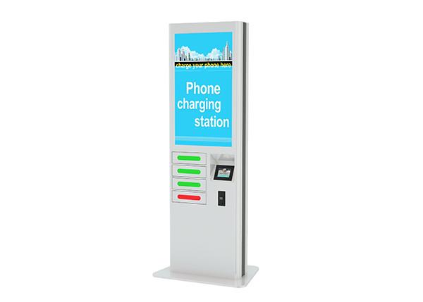 Remote Advertising Phone Charging Kiosk With Digital Lockers And 43 Inch LCD