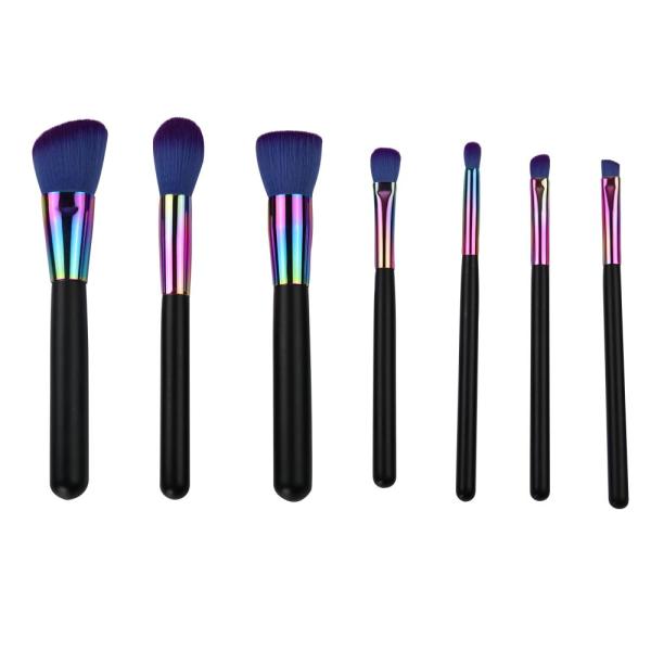 Shiny Cosmetic Brush Set Gradient Color Ferrule And Synthetic Hair