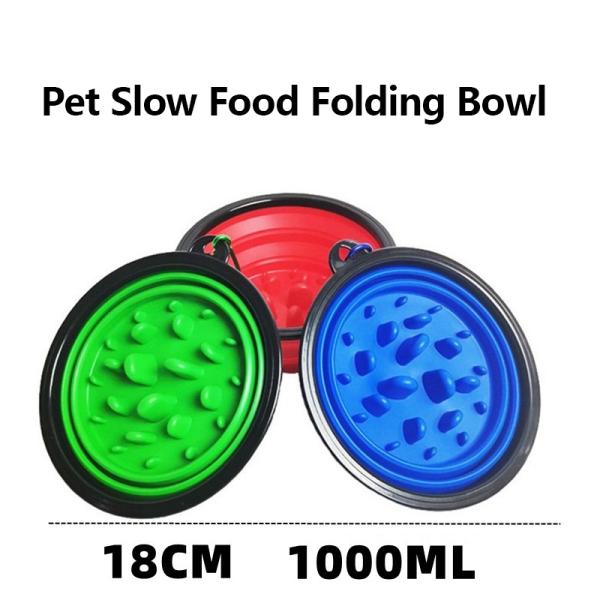 Mascota gato de alimentación lenta de silicona portátil plegable plegable cuenco para perros actividades al aire libre