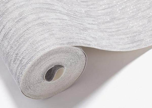Living Room Embossed Vinyl Wallpaper , Waterproof Silver Modern Embossed Wallpaper