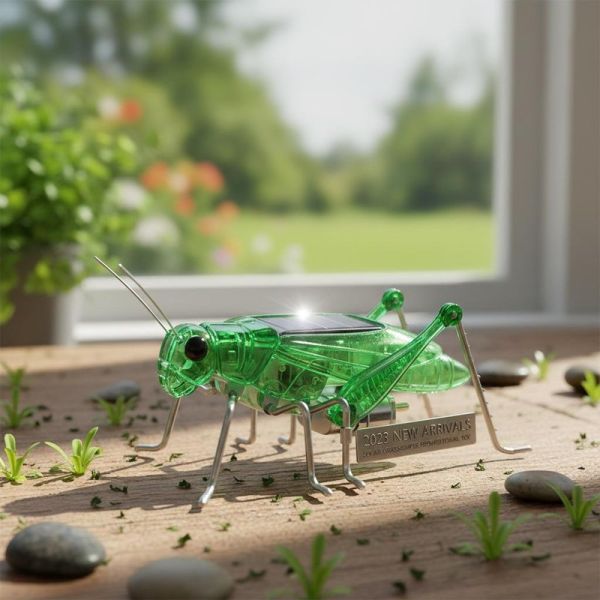 2023 New Arrivals Toys Green Color Solar Grasshopper Solar Powered Small Toys Promotional Toys