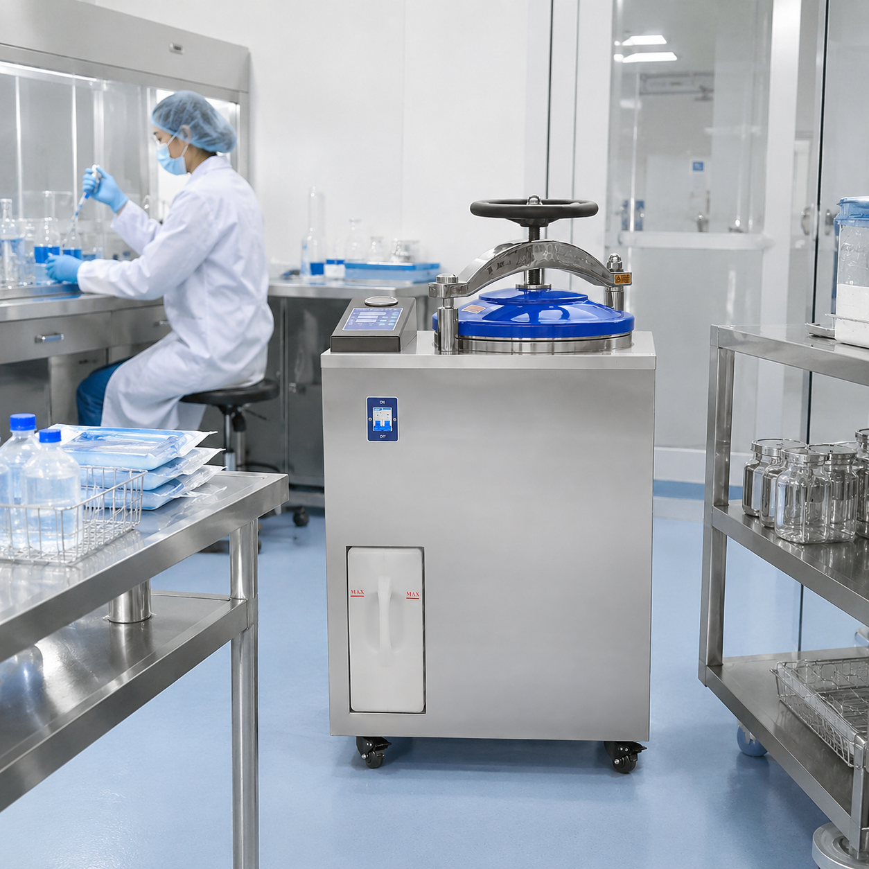 Cenlee OEM Laboratory Internal Cycle Steam Sterilizer 35-100L SUS304 116-134°C Digital Control Vertical Autoclave