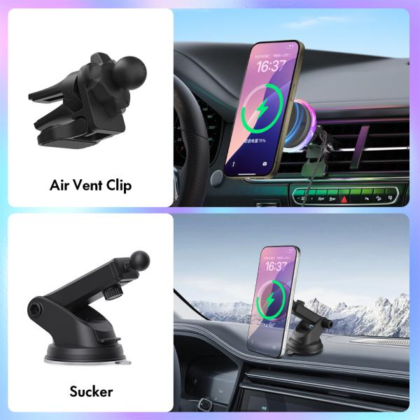 15W charge rapide monture magnétique de voiture avec ventilateur de refroidissement silencieux et étoile ciel lumière pour automobile