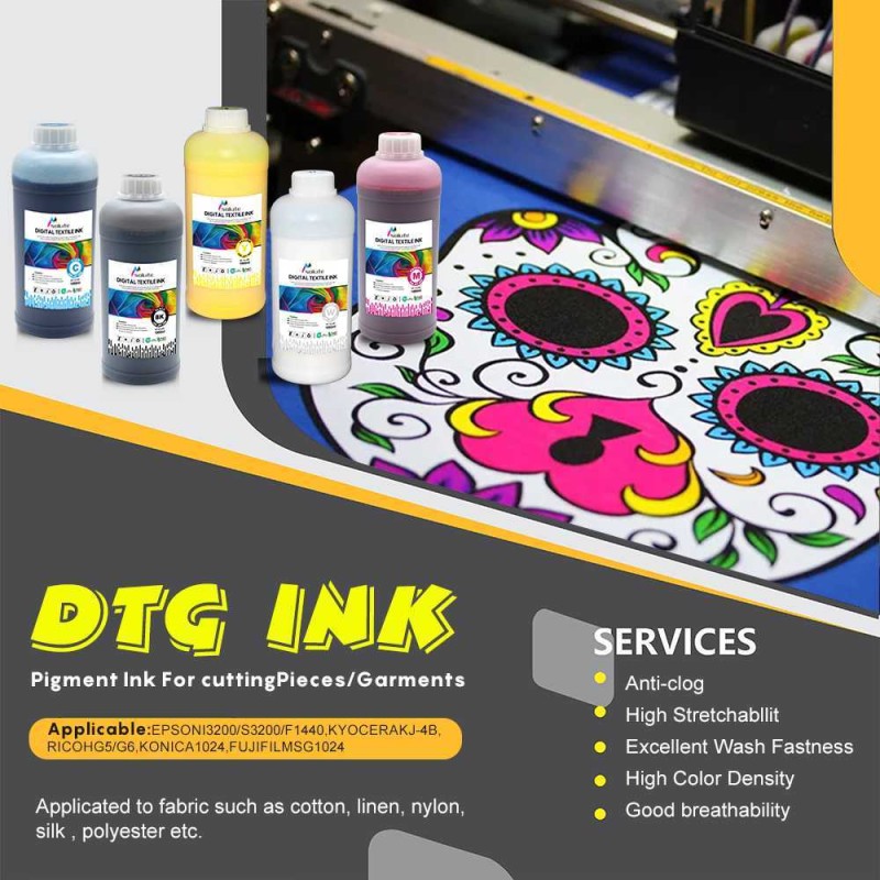 Vibrant Colors Pigment Based Ink For Cutting Pieces Garments DTG Printing