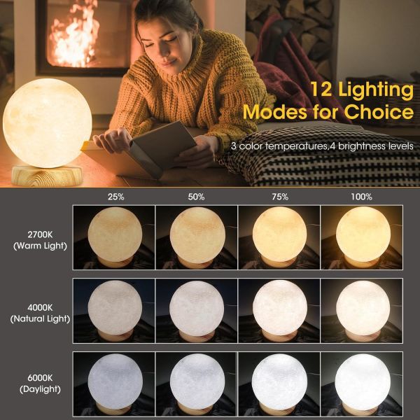 2700K 4000K 6000K Moon Desk Light Dimmable LED Moon Lights