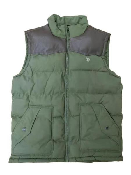 Mens Olive Green Puffer Vest Mens Big And Tall With Hood 5 Metal Zip