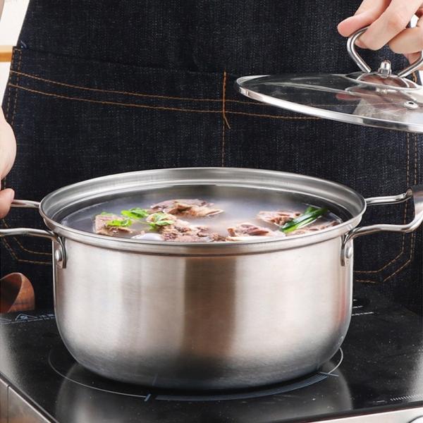 Hot Sale Kitchenware 3pcs Cookware Set Round Nonstick Stainless 410 Soup Pot Cooking Pot Set Custom Pots And Pans