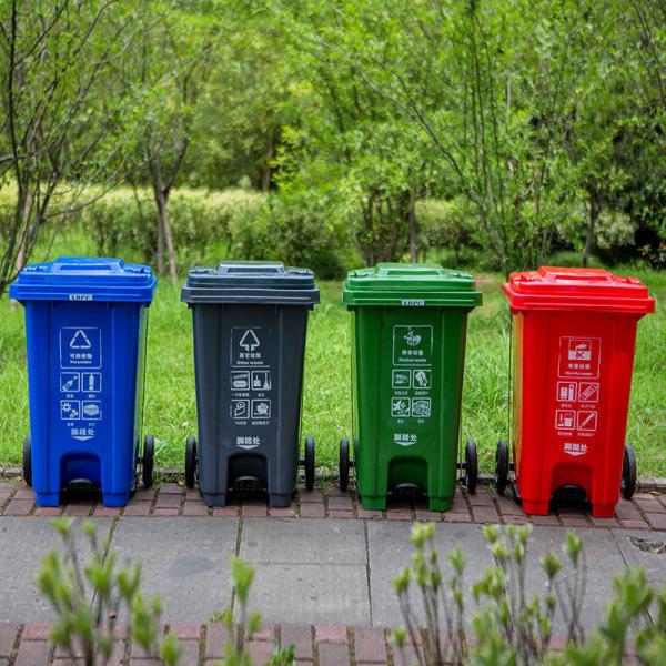 Wholesale Custom Size 120l 240l Outdoor Street Plastic Trash Cans Large Dustbin Green Wheeled Garbage Bin with Lid