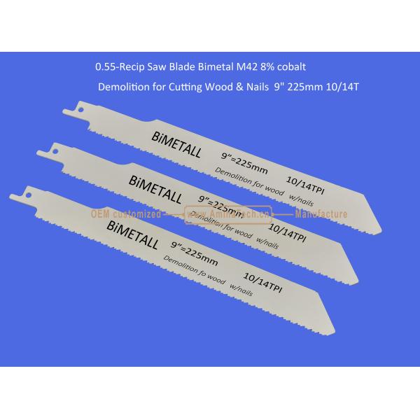 Recip Saw Blade Bimetal M42 8% cobalt Demolition for Cutting Wood & Nails 9