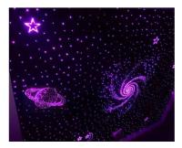 Panneaux de plafond haute IRC Ra 85 étoiles avec une petite unité lumineuse RVB intégrée et une couleur émettrice RVB
