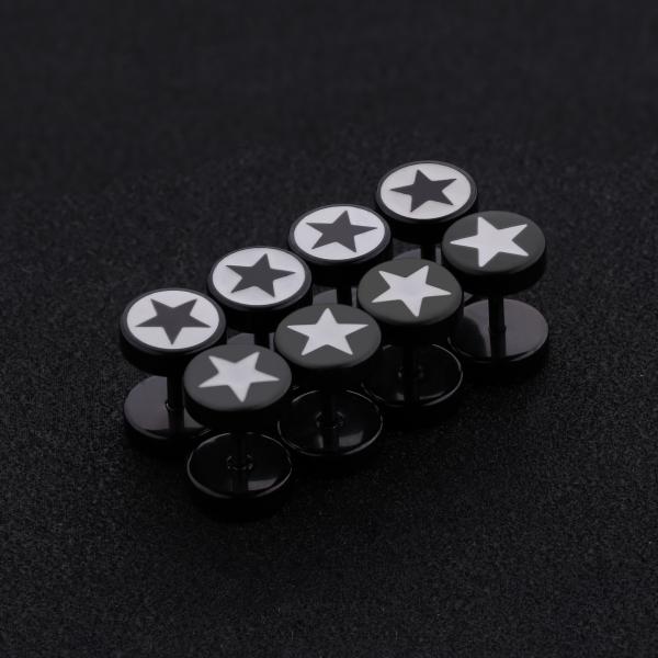Korean fashion jewelry shinny round shaped white star studs earrings