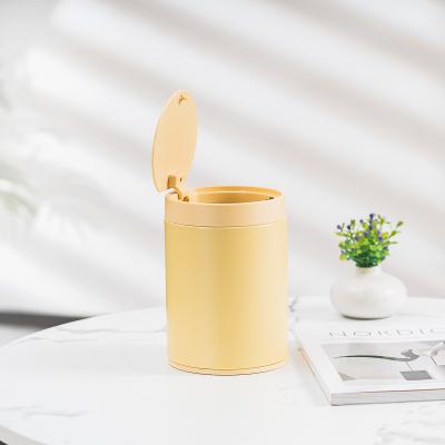 1.5L de aço inoxidável Mini Lixeira de escritório Com Pressão Abre a tampa Seleção de espaço da sala