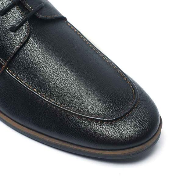 Customized Logo Lace Up Navy Blue Leather Dress Shoes