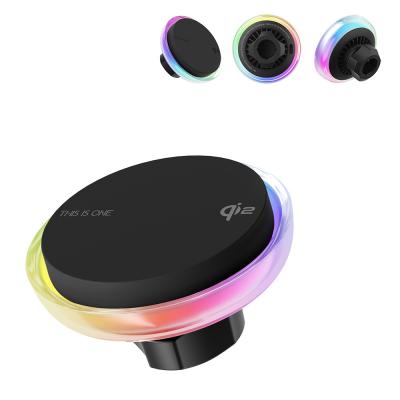 Chargeur sans fil de voiture à texture cristalline avec lentille glacée et conception de souffleur pour une conception unique et une forte aspiration magnétique