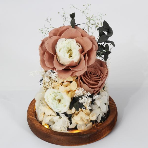 Eternal Preserved Flower Centerpiece Wedding Decor Element Rose Glass Dome