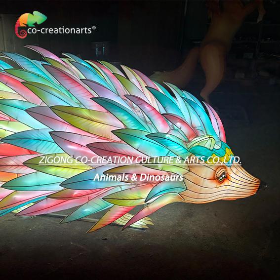 Stunning Large Rainbow-Spiked Hedgehog LED Art Lantern Sculpture Decor