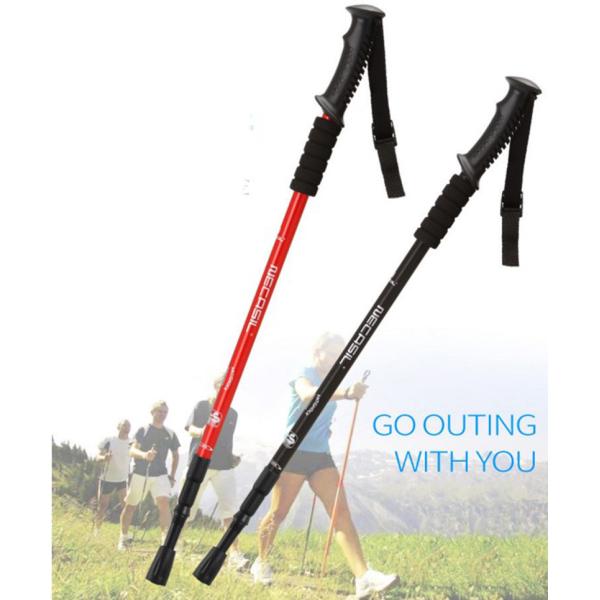 Blue Aluminum Telescopic Mountain Trekking Pole for Straight Handle Walking Cane