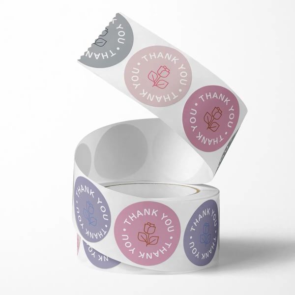 Wholesale Logo Paper Labels Round Thank You Stickers Seal Sticker Waterproof Cute Large Packaging Label Roll