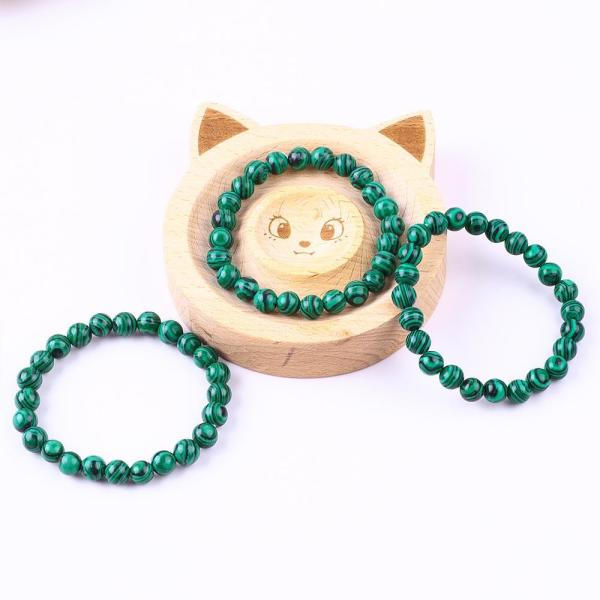 Elastic Natural Green Malachite Anti Anxiety Healing Bead Bracelet