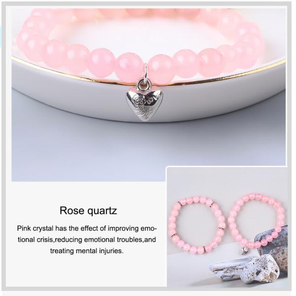8 мм Розовый кварц драгоценный камень бусы браслет Лечебная энергия Очарование Ювелирные изделия