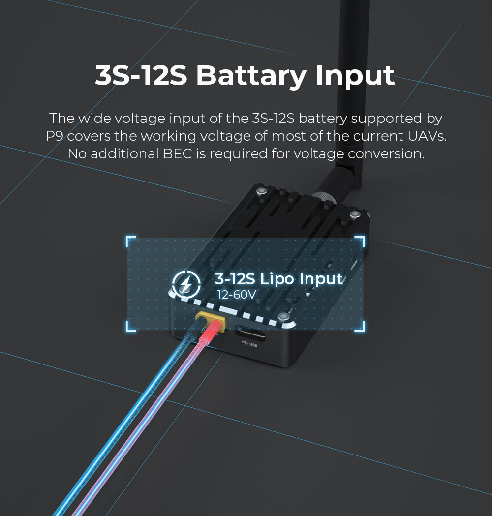 Cuav P9 Fpv Radio Telemetry 276kbps 40km Long-Range Drone Data Transmission Module Uav Digital Link