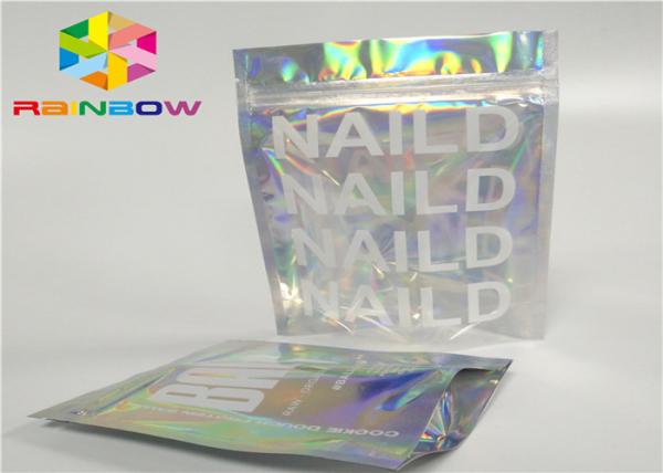 printing zipper plastic mylar foil k packaging hologram laser holographic stand up zip pouch bag for gift/bottles