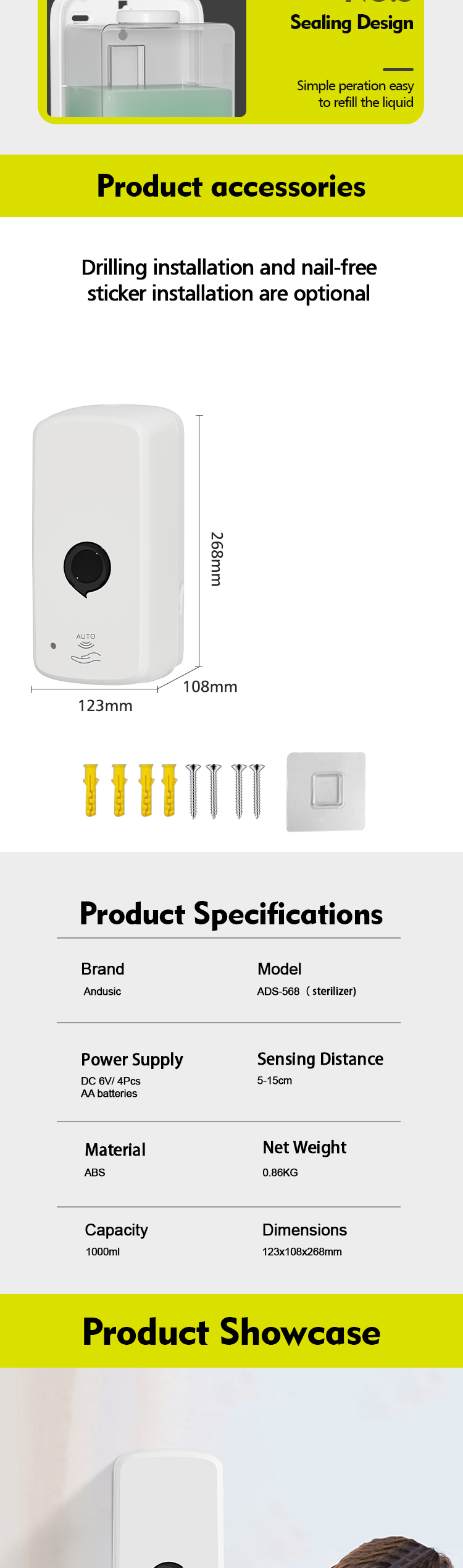 Modern Design Wall Mounted Foam Soap Dispenser with 3D Model Design for Convenient Bathroom Use