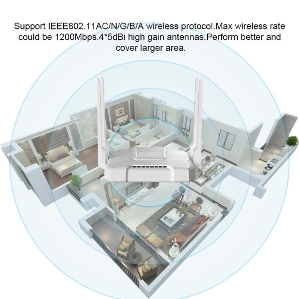 MTK7621A 5* Gigabit Ports LTE Wifi Router 1200Mbps 2.4G 5.8G DC 12V 2A