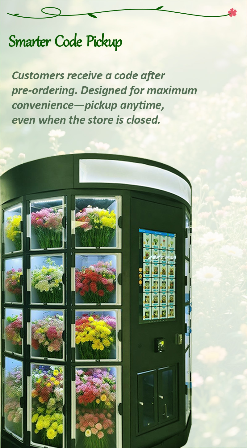 Flower Vending Machine for 24/7 Retail with Elegant Semi-Circle Locker Design