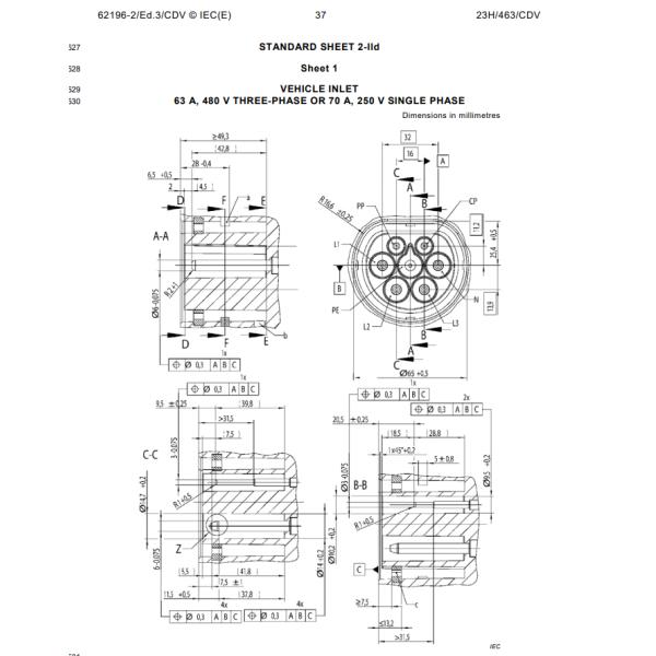 Датчик IEC62196 для штепсельной вилки & списка Pin