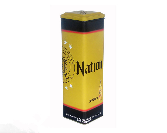 CMYK Printing 750ml Square Metal Tinplate Gift Tin Can For Wine Bottle Packaging
