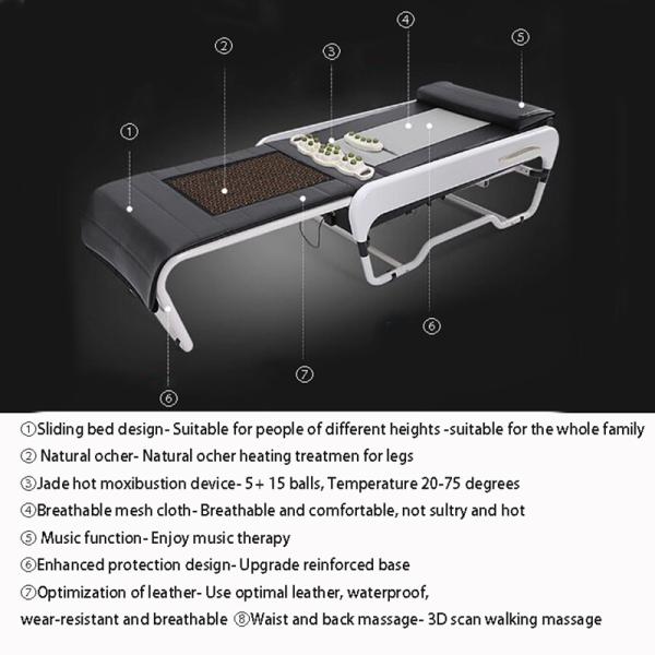 150 Energy Stones and 3D Smart Lifting Massage Bed for Full Body on Foldable V3 Tourmaline Jade Warm Physiotherapy Bed