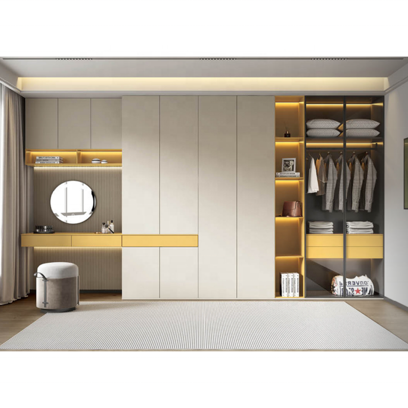 Modern Luxury Walk-in Closet Cabinet Wardrobes for Hotel Villa Living Room Bedroom Furniture Wooden Clothes Storage Cabinet
