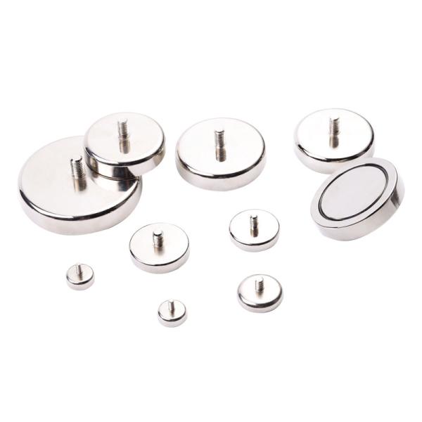 Custom Made D36 D80 NdFeB Pot Magnet A3 Steel Case With External Thread