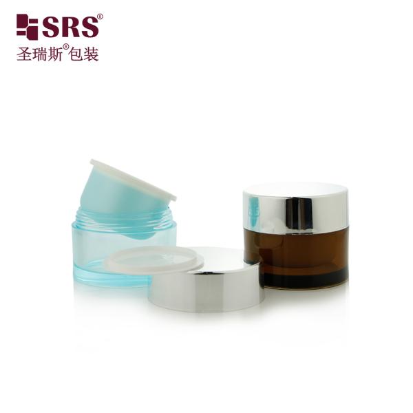 J0210B 30g 50g Round Plastic Double Wall Clear Painted Custom Color Jar Container For Facial Cream