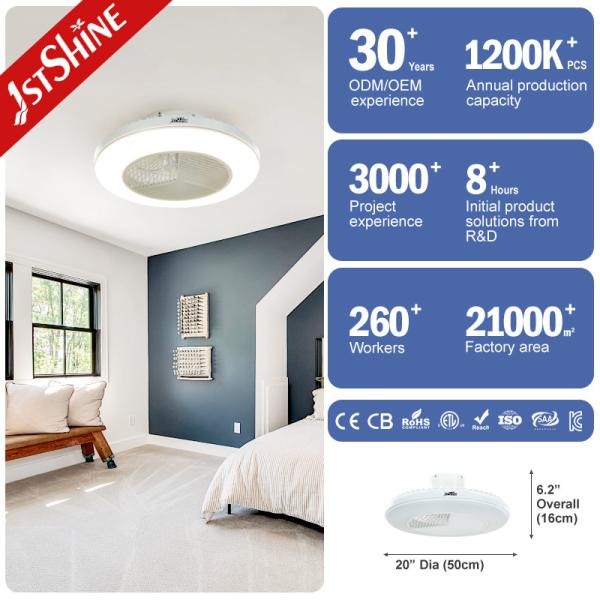 20 Inch Dimmable Hidden ABS Blade Energy Saving Ceiling Fan Support Dimmer by 1stshine