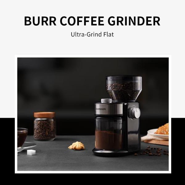 Small Flat Burr Coffee Grinder 240g 16 Setting Espresso French Press Coffee Grinder