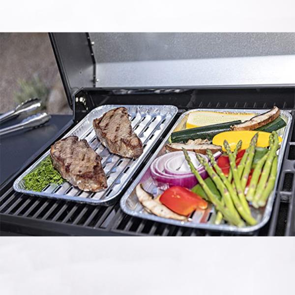 FDA Rectangular Foil Trays Aluminum Foil Bbq Pans With Hole