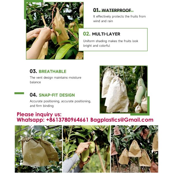 Custom Fruit Protection Bags Double-Layer Thickened Paper Bags Universal For Pear & Apple Trees Factory Wholesale Protection Bags Sunproof, Insect & Disease Resistant