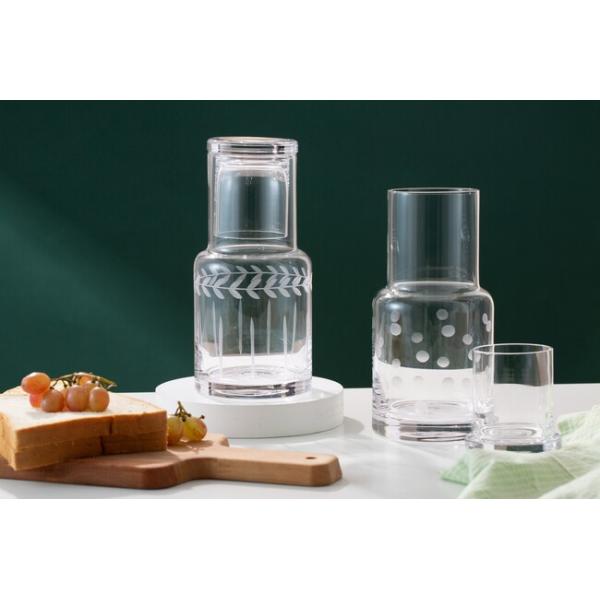 36 Oz Lead Free Glass Water Pitcher Handmade Bedside Water Carafe With Cup