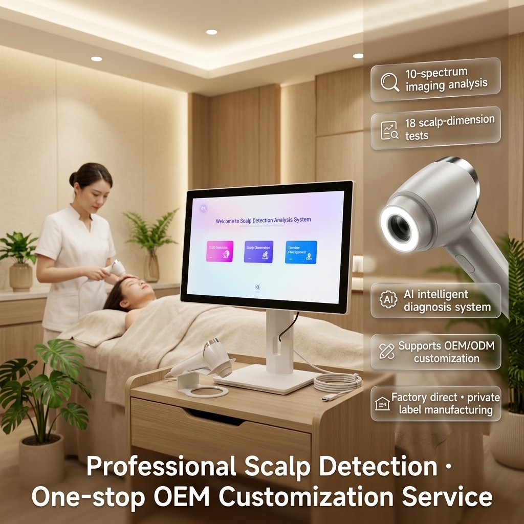 Scalp Analyzer T8 intelligent scalp analyzer offering porphyrin imaging wrinkle depth quantification and heavy metal residue testing