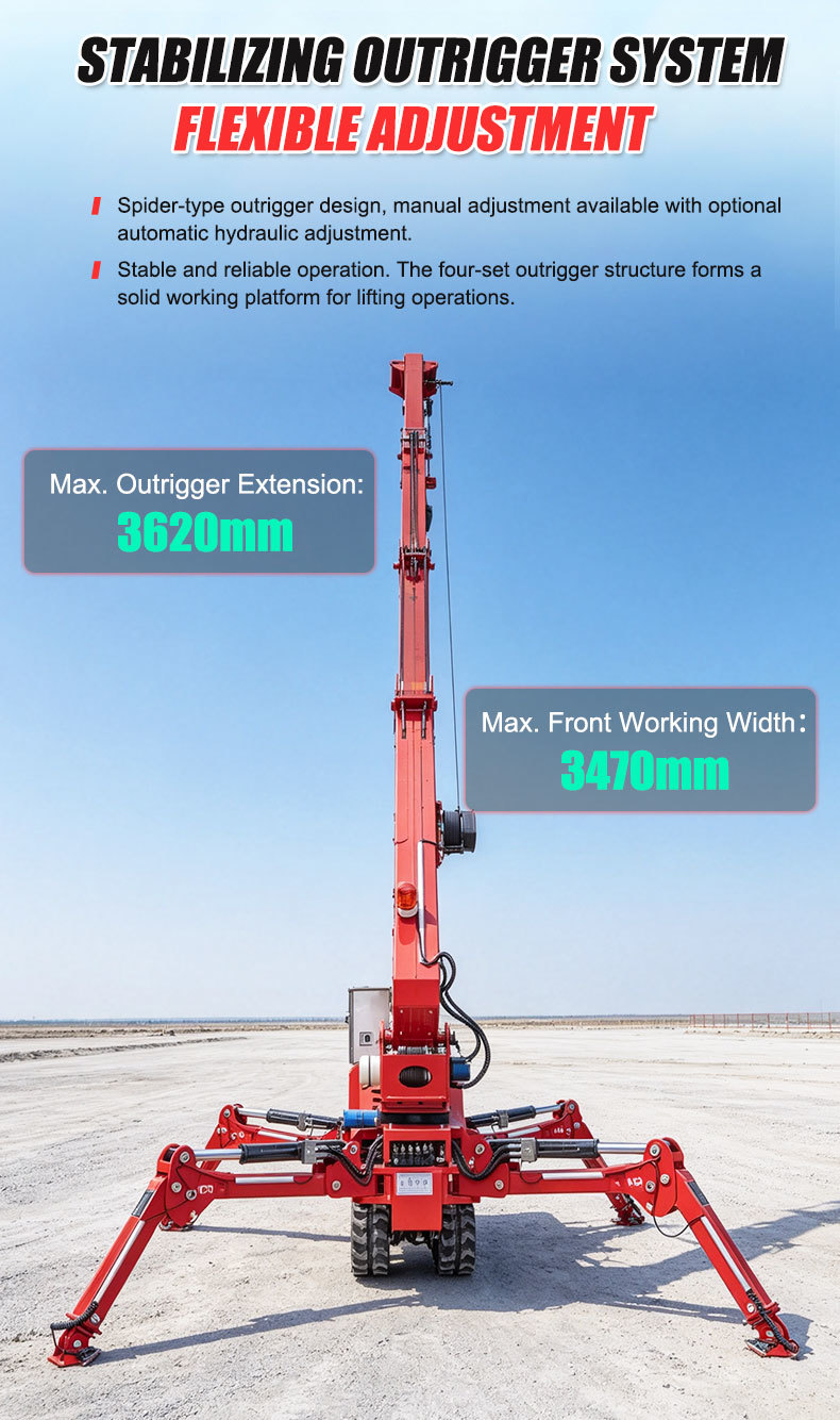 2 Tons Spider Crawler Crane With Rubber Tracked Chassis For Small Spaces