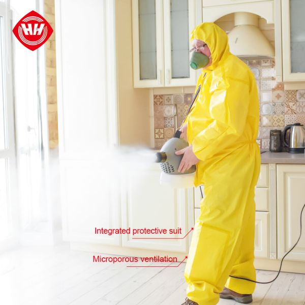 Type 3/4/5/6 Certified Chemical Protective Coverall with Integrated Shoe Covers and Microporous Material